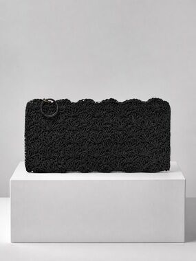 Vintage ‘60s Artel Hand-Beaded Evening Clutch In Black
